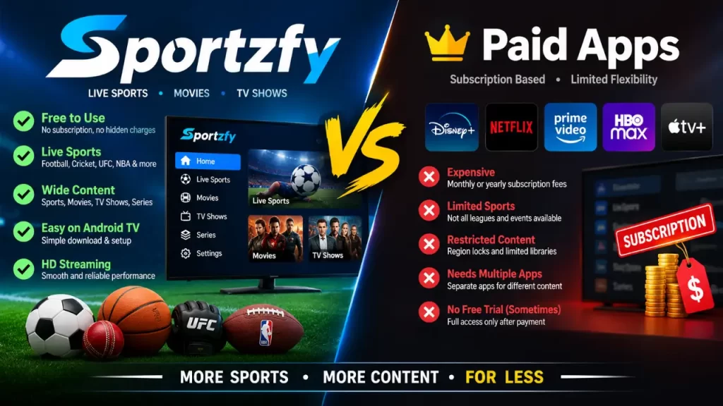 Sportzfy vs. paid apps
